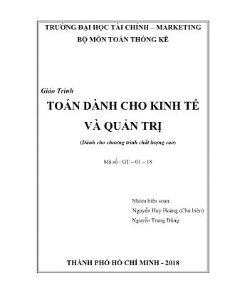 Giáo trình Toán dành cho kinh tế và quản trị (Phần 1)