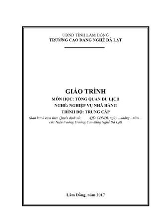 Giáo trình Tổng quan du lịch