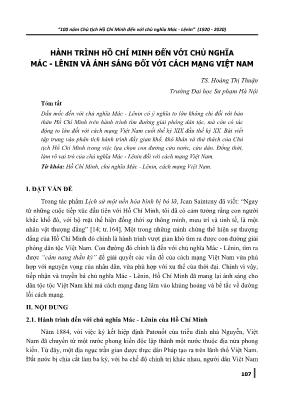 Hành trình Hồ Chí Minh đến với chủ nghĩa Mác-Lênin và ánh sáng đối với cách mạng Việt Nam