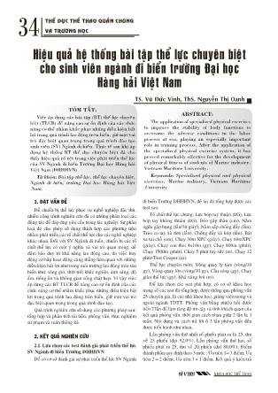 Hiệu quả hệ thống bài tập thể lực chuyên biệt cho sinh viên ngành đi biển trường Đại học Hàng hải Việt Nam