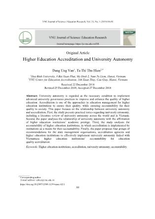 Higher Education Accreditation and University Autonomy