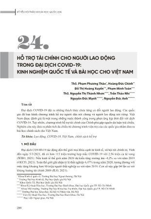 Hỗ trợ tài chính cho người lao động trong đại dịch Covid-19: Kinh nghiệm quốc tế và bài học cho Việt Nam