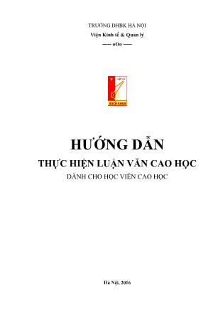 Hướng dẫn thực hiện Luận văn cao học dành cho học viên cao học