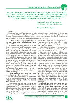 Kết quả áp dụng công nghệ khai thác sử dụng giàn chống mềm loại ZRY và đề xuất giải pháp thu hồi than nhằm mở rộng phạm vi áp dụng trong khai thác vỉa dốc tại các mỏ than hầm lò của Tập đoàn Công nghiệp Than - Khoáng sản Việt Nam