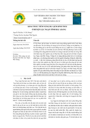 Khai thác tiềm năng du lịch sinh thái ở huyện Lục Ngạn tỉnh Bắc Giang