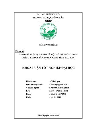 Khóa luận Đánh giá hiệu quả kinh tế một số hộ trồng dong riềng tại bàn huyện Na Rì, Tỉnh Bắc Kạn