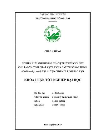 Khóa luận Nghiên cứu ảnh hưởng của vị trí trên cây đến cây cấu tạo và tính chất vật lý của cây Trúc sào (Phyllostachys edulis) tuổi 1 tại huyện Chợ Mới tỉnh Bắc Kạn