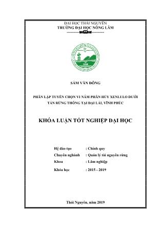 Khóa luận Phân lập, tuyển chọn vi nấm phân hủy xenlulo dưới tán rừng Thông tại Đại Lải Vĩnh Phúc