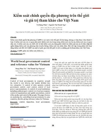 Kiểm soát chính quyền địa phương trên thế giới và giá trị tham khảo cho Việt Nam
