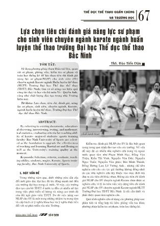 Lựa chọn tiêu chí đánh giá năng lực sư phạm cho sinh viên chuyên ngành Karate ngành Huấn luyện thể thao trường Đại học Thể dục thể thao Bắc Ninh