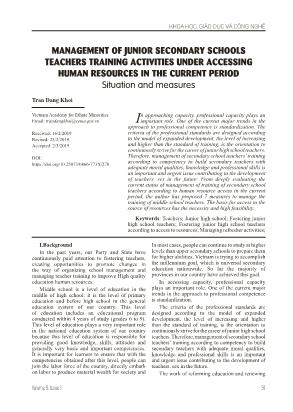 Management of junior secondary schools teachers training activities under accessing human resources in the current period