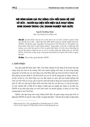 Mô hình đánh giá tác động của mối quan hệ chủ sở hữu - Người đại diện đến hiệu quả hoạt động kinh doanh trong các doanh nghiệp nhà nước