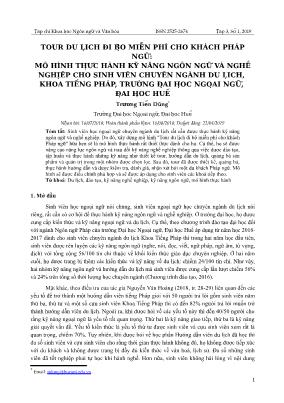 Mô hình thực hành kỹ năng ngôn ngữ và nghề nghiệp cho sinh viên chuyên ngành Du lịch, khoa Tiếng Pháp, trường Đại học Ngoại ngữ, Đại học Huế