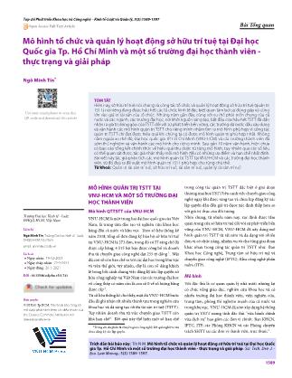 Mô hình tổ chức và quản lý hoạt động sở hữu trí tuệ tại Đại học Quốc gia thành phố Hồ Chí Minh và một số trường đại học thành viên: Thực trạng và giải pháp