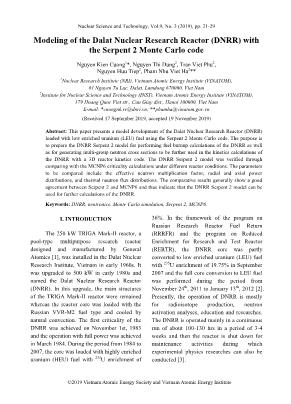 Modeling of the Dalat Nuclear Research Reactor (DNRR) with the Serpent 2 Monte Carlo code