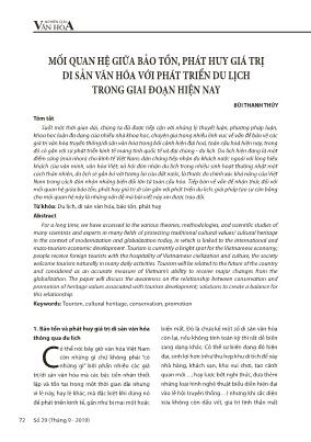 Mối quan hệ giữa bảo tồn, phát huy giá trị di sản văn hóa với phát triển du lịch trong giai đoạn hiện nay