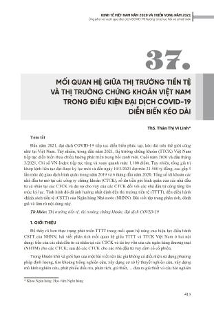 Mối quan hệ giữa thị trường tiền tệ và thị trường chứng khoán Việt Nam trong điều kiện đại dịch Covid-19 diễn biến kéo dài