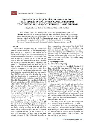 Một số biện pháp quản lí hoạt động dạy học theo định hướng phát triển năng lực học sinh ở các trường Trung học Cơ sở thành phố Hồ Chí Minh