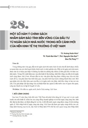 Một số hàm ý chính sách nhằm đảm bảo tính bền vững của đầu tư từ ngân sách nhà nước trong bối cảnh mới của nền kinh tế thị trường ở Việt Nam