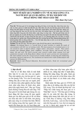 Một số kết quả nghiên cứu về sự hài lòng của người dân quận Hà Đông, thành phố Hà Nội đối với hoạt động thể thao giải trí