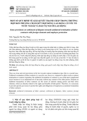 Một số quy định về giải quyết tranh chấp trong trường hợp đơn phương chấm dứt hợp đồng lao động có yếu tố nước ngoài và bảo vệ người lao động