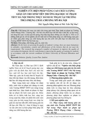 Nghiên cứu biện pháp nâng cao chất lượng giáo án cho sinh viên trường Đại học Sư phạm Thể dục Thể thao Hà Hội trong Thực hành sư phạm tại trường THCS Phụng Châu, Chương Mỹ, Hà Nội