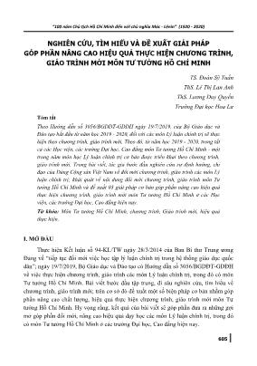 Nghiên cứu, tìm hiểu và đề xuất giải pháp góp phần nâng cao hiệu quả thực hiện chương trình, giáo trình mới môn Tư tưởng Hồ Chí Minh