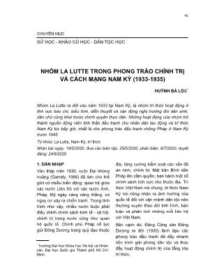 Nhóm La Lutte trong phong trào chính trị và cách mạng Nam Kỳ (1933-1935)