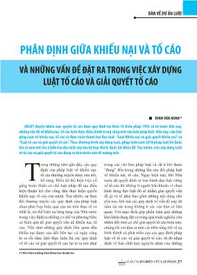 Phân định giữa khiếu nại và tố cáo và những vấn đề đặt ra trong việc xây dựng luật tố cáo và giải quyết tố cáo