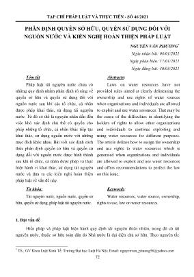 Phân định quyền sở hữu, quyền sử dụng đối với nguồn nước và kiến nghị hoàn thiện pháp luật