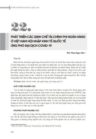 Phát triển các định chế tài chính phi ngân hàng ở Việt Nam hội nhập kinh tế quốc tế ứng phó đại dịch Covid-19