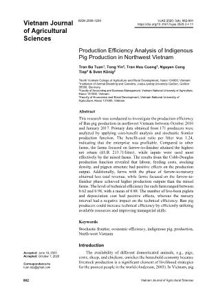 Production efficiency analysis of indigenous pig production in Northwest Vietnam