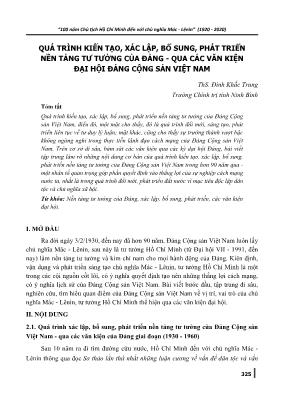 Quá trình kiến tạo, xác lập, bổ sung, phát triển nền tảng tư tưởng của Đảng - Qua các văn kiện đại hội Đảng Cộng sản Việt Nam