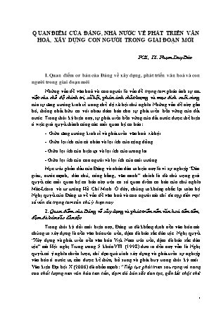 Quan điểm của Đảng, nhà nước về phát triển văn hoá, xây dựng con người trong giai đoạn mới