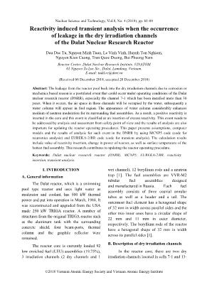 Reactivity induced transient analysis when the occurrence of leakage in the dry irradiation channels of the Dalat Nuclear Research Reactor