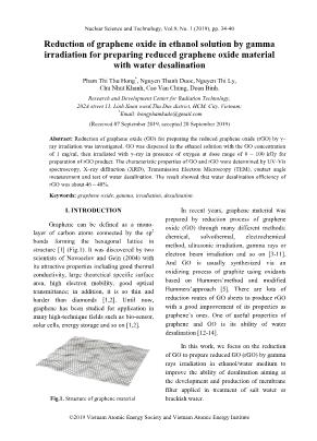 Reduction of graphene oxide in ethanol solution by gamma irradiation for preparing reduced graphene oxide material with water desalination
