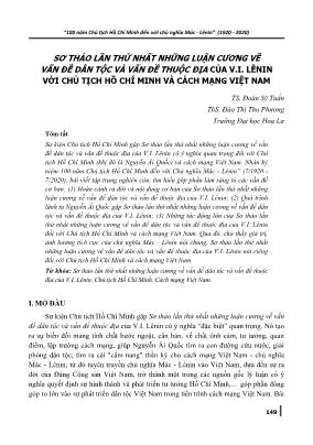 Sơ thảo lần thứ nhất những luận cương về vấn đề dân tộc và vấn đề thuộc địa của V.I. Lênin với Chủ tịch Hồ Chí Minh và cách mạng Việt Nam