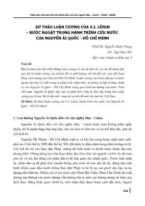 Sơ thảo luận cương của V.I. Lênin - Bước ngoặt trong hành trình cứu nước của Nguyễn Ái Quốc - Hồ Chí Minh