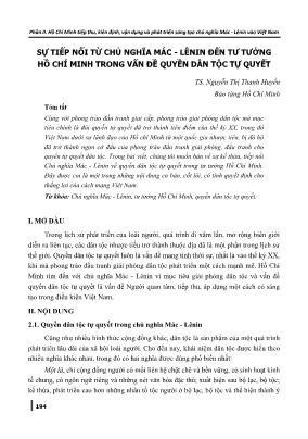 Sự tiếp nối từ chủ nghĩa Mác-Lênin đến tư tưởng Hồ Chí Minh trong vấn đề quyền dân tộc tự quyết
