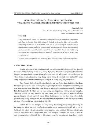 Sự trưởng thành của công chúng truyền hình và xu hướng phát triển truyền hình chuyên biệt ở Việt Nam