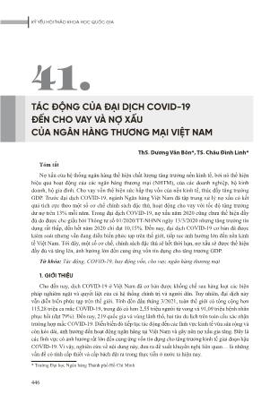 Tác động của đại dịch Covid-19 đến cho vay và nợ xấu của Ngân hàng Thương mại Việt Nam