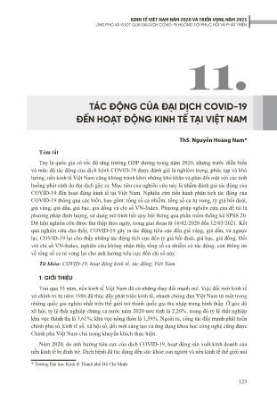 Tác động của đại dịch Covid-19 đến hoạt động kinh tế tại Việt Nam