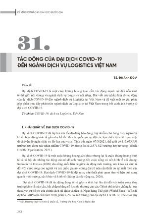 Tác động của đại dịch Covid-19 đến ngành Dịch vụ Logistics Việt Nam