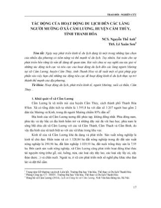 Tác động của hoạt động du lịch đến các làng người Mường ở xã Cẩm Lương, huyện Cẩm Thủy, tỉnh Thanh Hóa