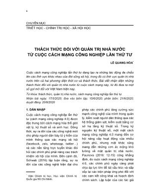 Thách thức đối với quản trị nhà nước từ cuộc cách mạng công nghiệp lần thứ tư