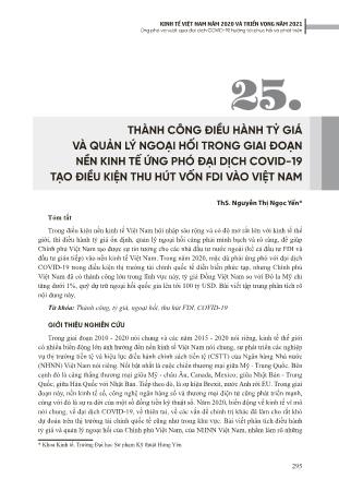 Thành công điều hành tỷ giá và quản lý ngoại hối trong giai đoạn nền kinh tế ứng phó đại dịch Covid-19 tạo điều kiện thu hút vốn FDI vào Việt Nam