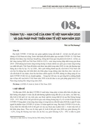 Thành tựu - Hạn chế của kinh tế Việt Nam năm 2020 và giải pháp phát triển kinh tế Việt Nam năm 2021