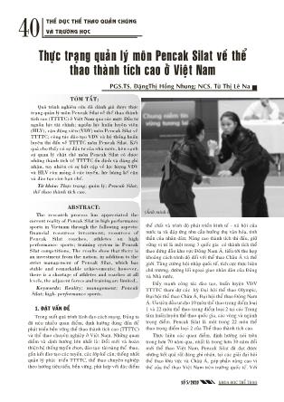 Thực trạng quản lý môn Pencak Silat về thể thao thành tích cao ở Việt Nam