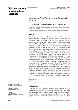 Vietnamese tea exporting and forecasting to 2030