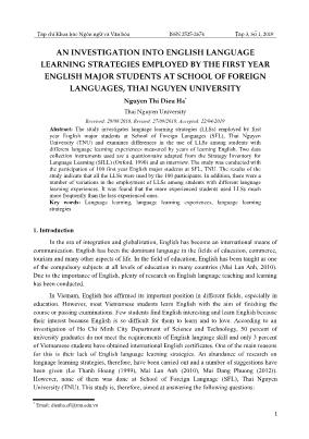 An investigation into English language learning strategies employed by the first year English major students at school of foreign languages, Thai Nguyen University